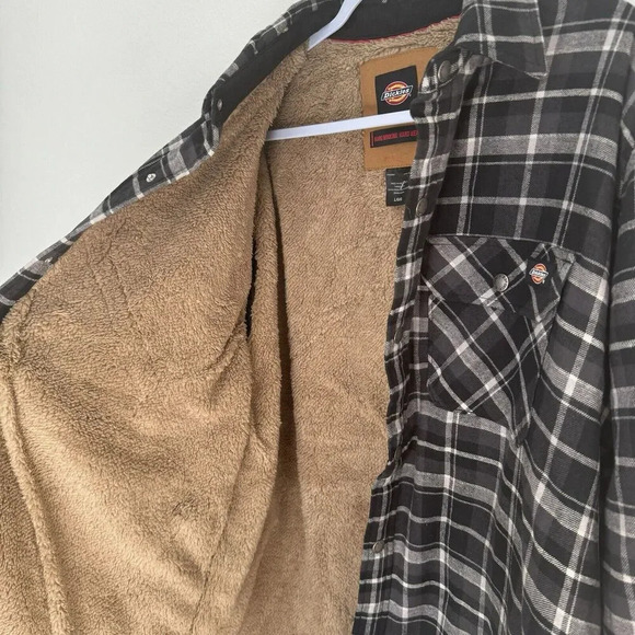Dickies Mens Sherpa Lined Flannel Shirt Large Plaid Black - Picture 10 of 10